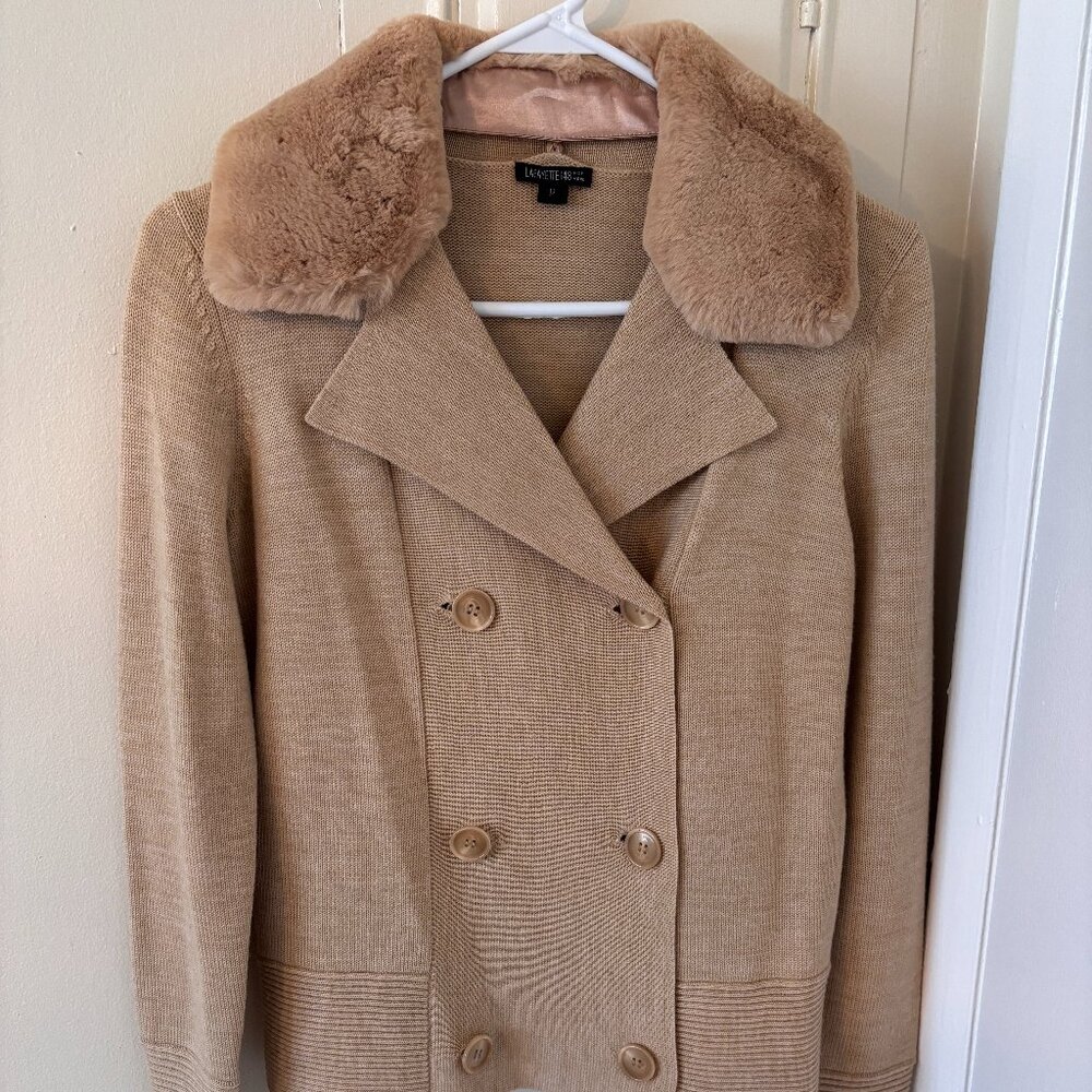 Y2K Lafeyette 148 New York Merino Wool & Rex Rabbit Fur Convertible Jacket